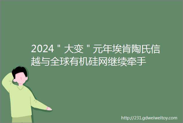 2024＂大变＂元年埃肯陶氏信越与全球有机硅网继续牵手
